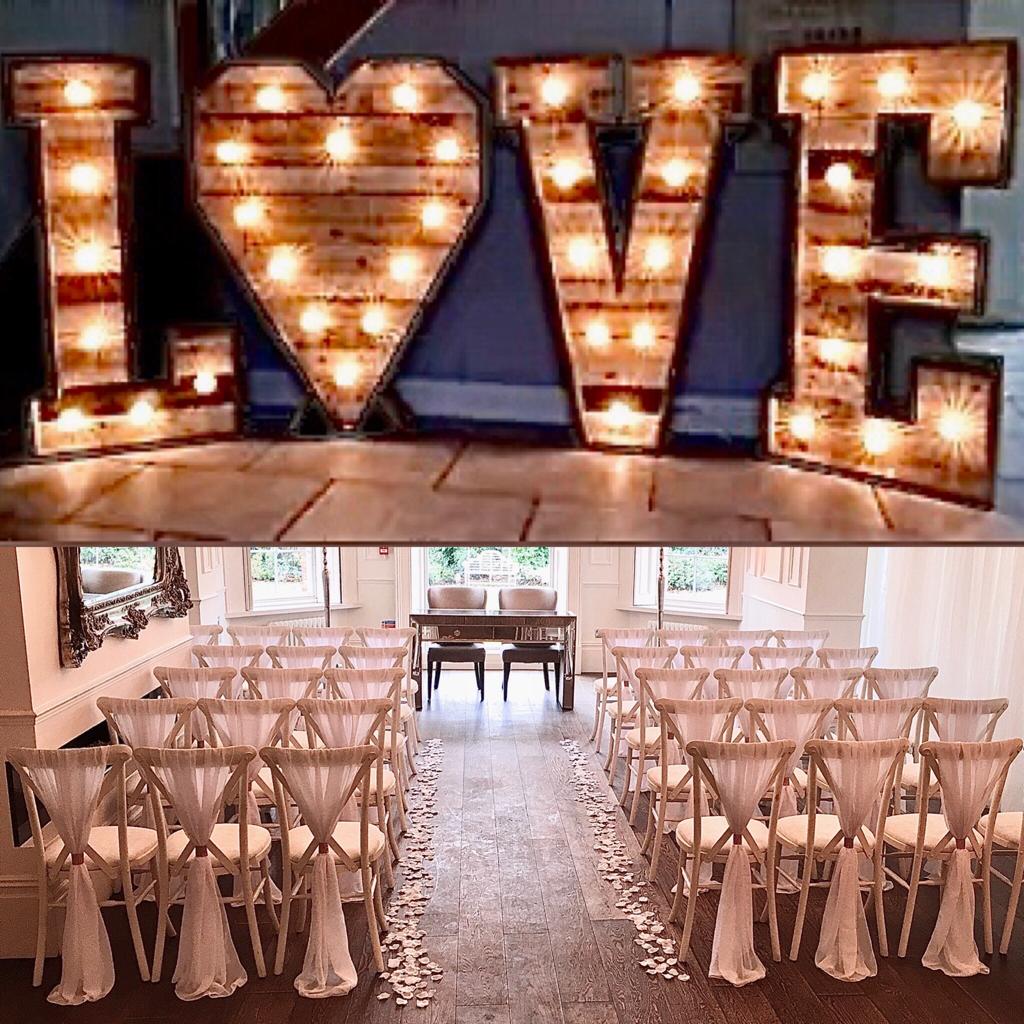 Giant rustic love letters