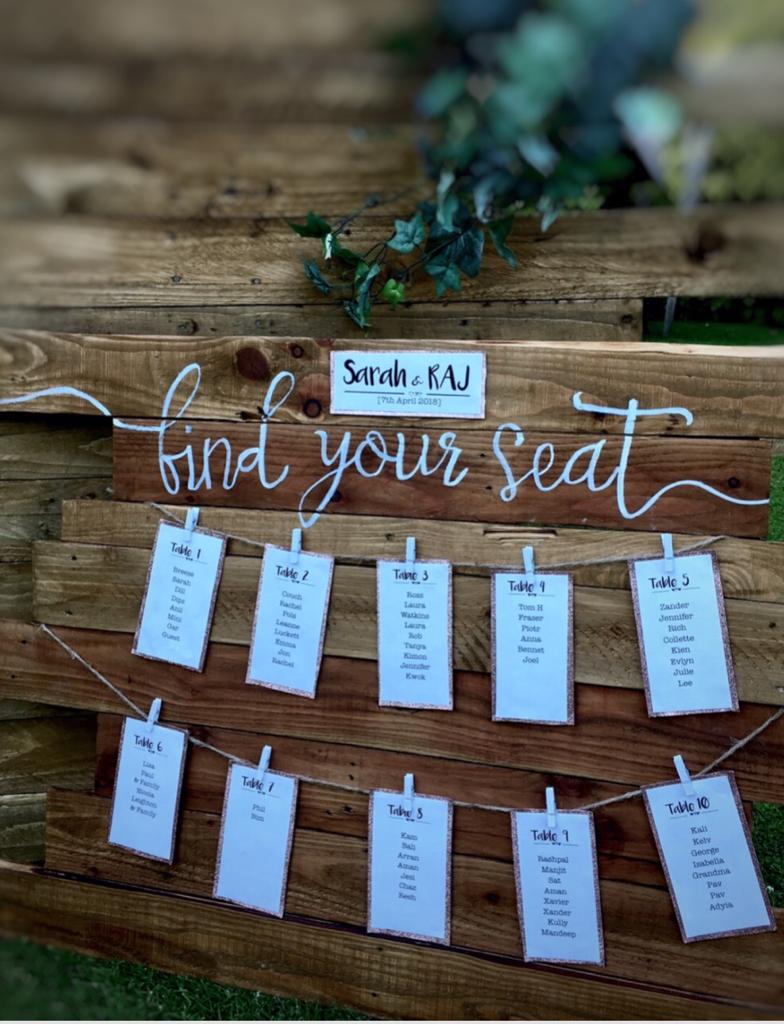Rustic wedding seating plan