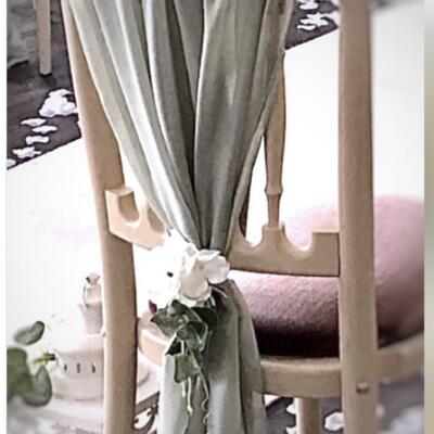 Sage green chair drape