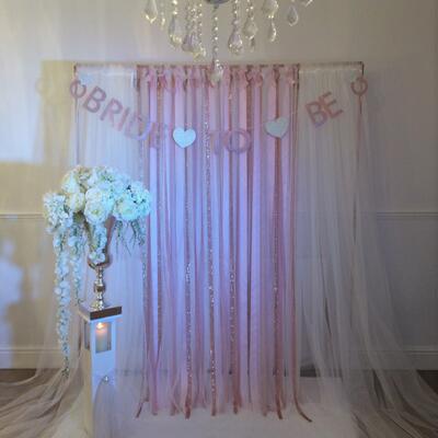 Copper pipe ribbon backdrop