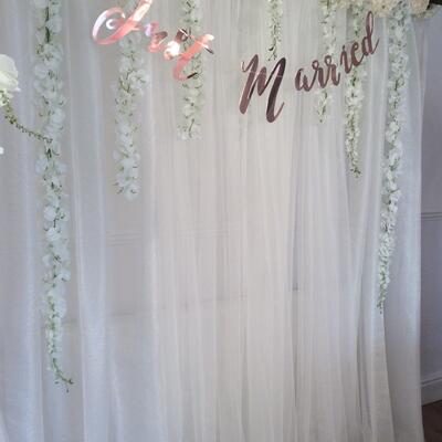 Copper pipe ribbon backdrop