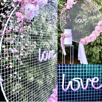 Mesh neon industrial backdrop