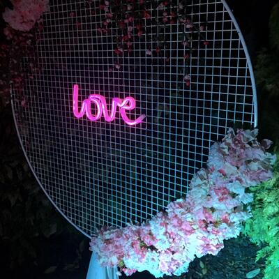Neon mesh backdrop