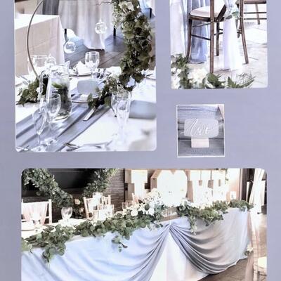 Dusky blue wedding decor