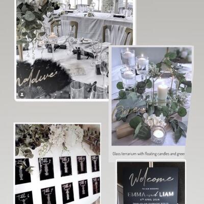 Black and white wedding decor