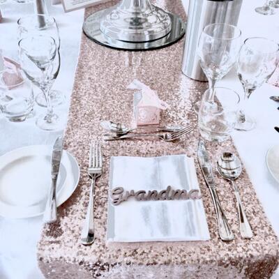Rose/gold  sequin table runners